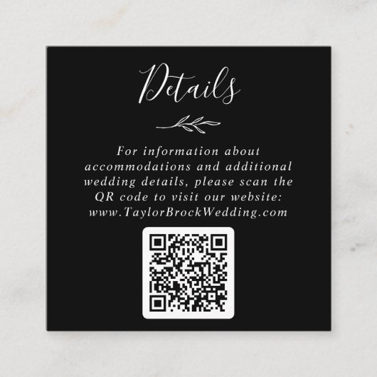 Carte D'accompagnement Feuille minimale | Détails du Mariage de code QR n (Devant)