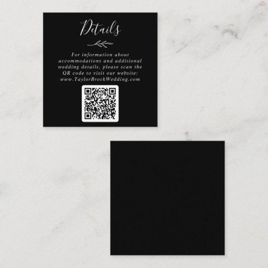 Carte D'accompagnement Feuille minimale | Détails du Mariage de code QR n (Devant / Derrière)