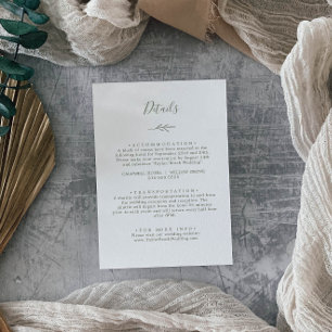 Carte D'accompagnement Feuille minimale   Détails sur le vert olive