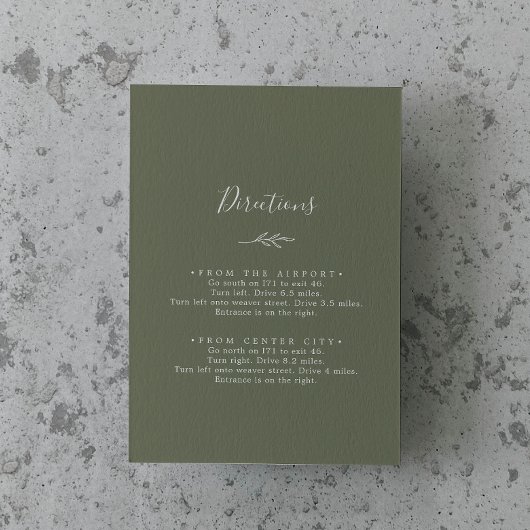 Carte D'accompagnement Feuille minimale | Direction Vert foncé