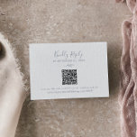 Carte D'accompagnement Feuille minimale | Dusty Blue QR Code Mariage RSVP<br><div class="desc">Cette carte d'enceinte RSVP de mariage bleu foncé feuille minimale est parfaite pour un mariage élégant. Le design se compose d'une simple silhouette de verdure en ardoise bleue claire et de style minimaliste classique.</div>