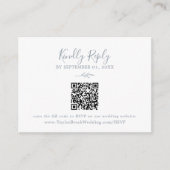 Carte D'accompagnement Feuille minimale | Dusty Blue QR Code Monogram RSV (Devant)