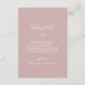 Carte D'accompagnement Feuille minimale | Dusty Rose Mariage Wishing well (Devant)