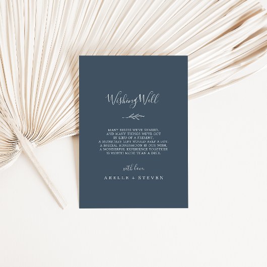 Carte D'accompagnement Feuille minimale | Mariage bleu ardoise bien voulo