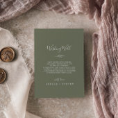 Carte D'accompagnement Feuille minimale | Mariage vert foncé qui souhaite