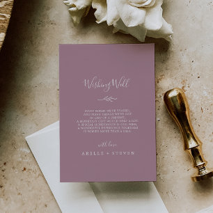 Carte D'accompagnement Feuille minimale   Mauve Mariage Wishing well