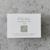 Feuille minimale | Olive Green QR Code Mariage RSV