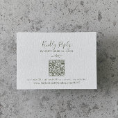 Carte D'accompagnement Feuille minimale | Olive Green QR Code Mariage RSV