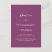Carte D'accompagnement Feuille minimale | Réception Mariage Berry Purple (Devant)