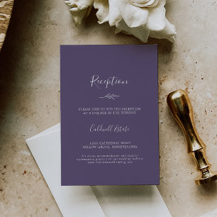 Carte D'accompagnement Feuille minimale Réception Mariage Plum Purple