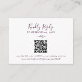 Carte D'accompagnement Feuille minimale | Suggérer QR Code Mariage RSVP (Devant)