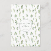 Carte D'accompagnement Feuille verdoyant couronne boho détails mariage Ca (Dos)