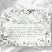 Carte D'accompagnement Feuilles aquarelles de verdure rustique détails de