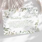 Carte D'accompagnement Feuilles aquarelles de verdure rustique détails de