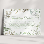 Carte D'accompagnement Feuilles aquarelles de verdure rustique détails de