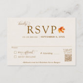 Carte D'accompagnement Feuilles automnales Beige rustique Mariage Automne (Devant)