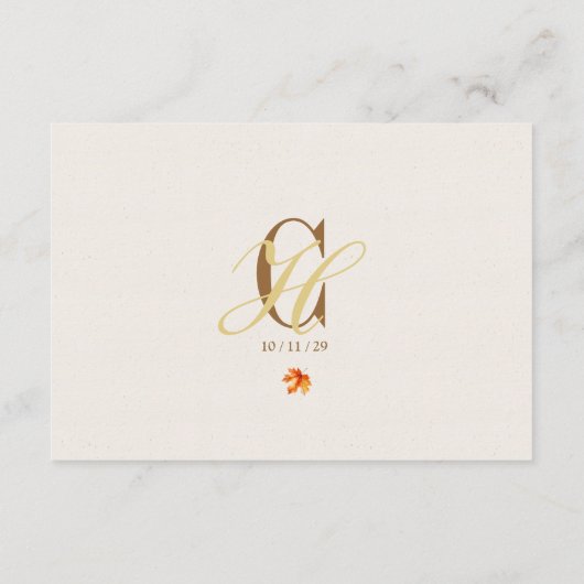Carte D'accompagnement Feuilles automnales Beige rustique Mariage Automne (Dos)
