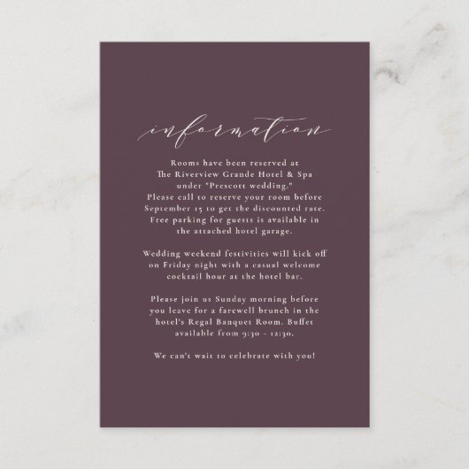 Carte D'accompagnement Feuilles automnales informations sur la prune mari (Devant)