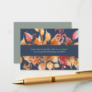 Carte D'accompagnement Feuilles automnales   Site Mariage bleu de la Mari