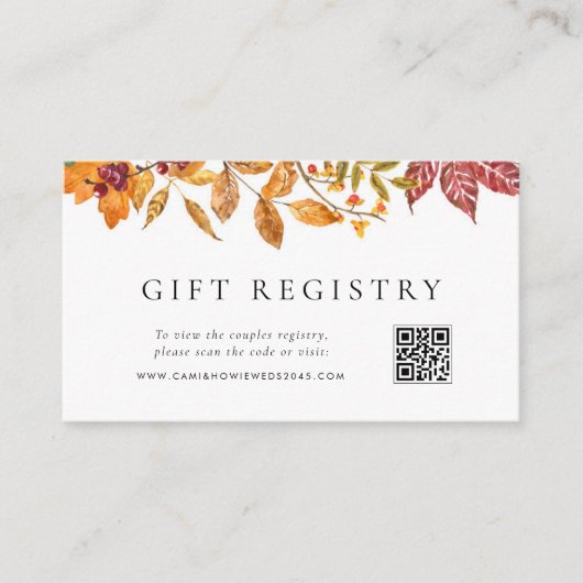 Carte D'accompagnement Feuilles d'automne Garland QR Code Mariage Registr (Devant)