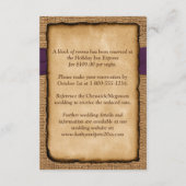 Carte D'accompagnement Feuilles d'automne, Mariage de burlap FAUX (Dos)