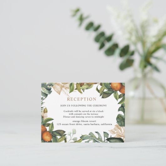 Carte D'accompagnement feuilles d'or de fruit tropical Réception (Debout devant)