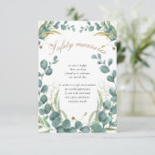 Carte D'accompagnement feuilles d'or eucalyptus mesures de sécurité maria (Debout devant)