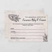 Carte D'accompagnement Feuilles et Birch Memorial Service (Devant / Derrière)