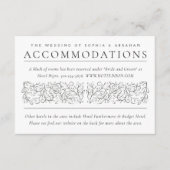 Carte D'accompagnement Feuilles Formels Scrolling Noir Blanc Hébergements (Devant)