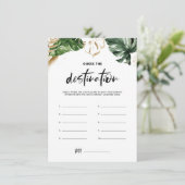 Carte D'accompagnement Feuilles tropicaux devinez le jeu de douche de des (Debout devant)