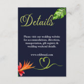 Carte D'accompagnement Feuilles tropicaux et fleurs Mariage rétro (Devant)