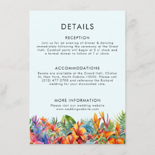 Carte D'accompagnement Feuilles tropicaux Floral Beach Weddial Beach Mari