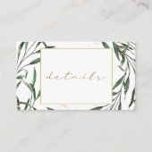 Carte D'accompagnement Feuilles vertes simples, détails de mariage (Devant)