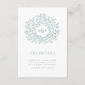 Carte D'accompagnement Feuilles verts Sage cercle les détails du mariage (Devant)
