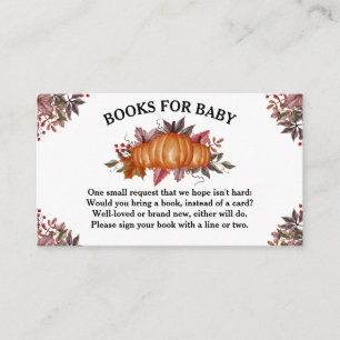 Carte D'accompagnement Feuillet d'automne Citrouille Baby showers Livres 