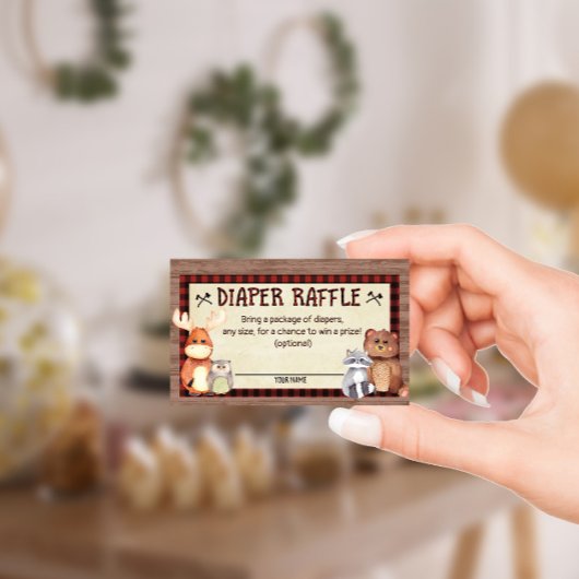 Carte D'accompagnement Fiche de Baby shower de couches de bois de bûchero