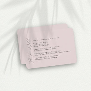 Carte D'accompagnement Fiche de boîtier de la Finition Mariage Blush simp