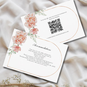 Carte D'accompagnement Fiche de boîtier Détails du Mariage Floral Peach