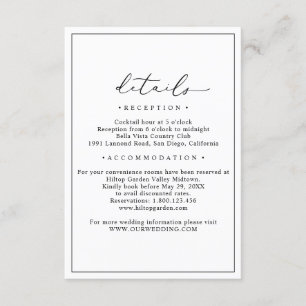 Carte D'accompagnement Fiche de boîtier minimaliste des détails du Mariag