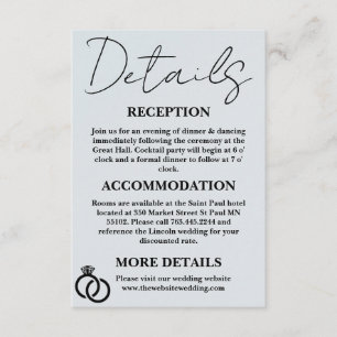 Carte D'accompagnement Fiche de boîtier pour détails minimaux simples du