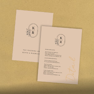 Carte D'accompagnement Fiche de boîtier Rustique Détails du Mariage