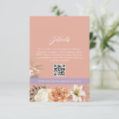 Carte D'accompagnement Fiche de code QR - Détails du Mariage Floral Peach (Debout devant)