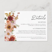 Carte D'accompagnement Fiche de détails du Mariage floral avec code QR (Devant)