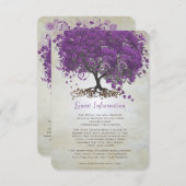 Carte D'accompagnement Fiche d'information du Mariage de feuilles de coeu (Devant / Derrière)