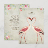 Carte D'accompagnement fiche d'information du mariage floral flamingo (Devant / Derrière)