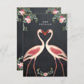 Carte D'accompagnement fiche d'information du mariage floral flamingo (Devant / Derrière)