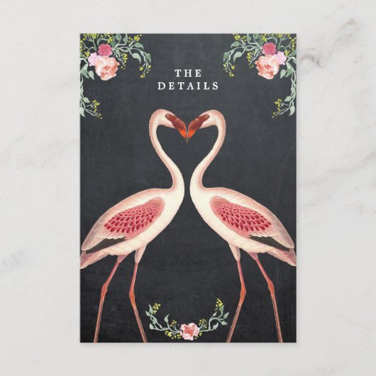 Carte D'accompagnement fiche d'information du mariage floral flamingo (Devant)