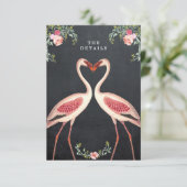 Carte D'accompagnement fiche d'information du mariage floral flamingo (Debout devant)