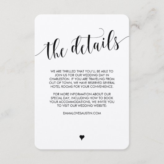 Carte D'accompagnement Fiche d'informations sur le Mariage rustique (Devant)