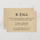 Carte D'accompagnement Fiche du boîtier Détails du Mariage de script (Devant / Derrière)